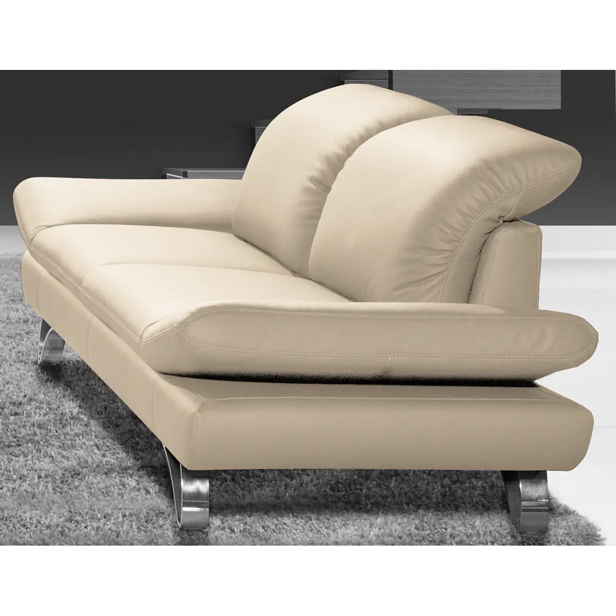 Sofa Buin 3-Sitzer Beige Echtleder Canela | Beige