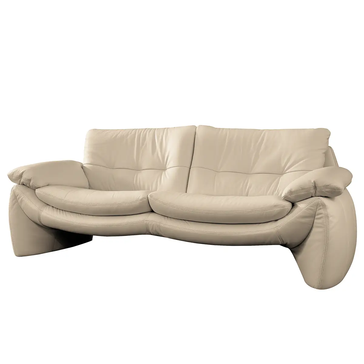 Sofa Budal 3-Sitzer Beige Echtleder Canela | Beige