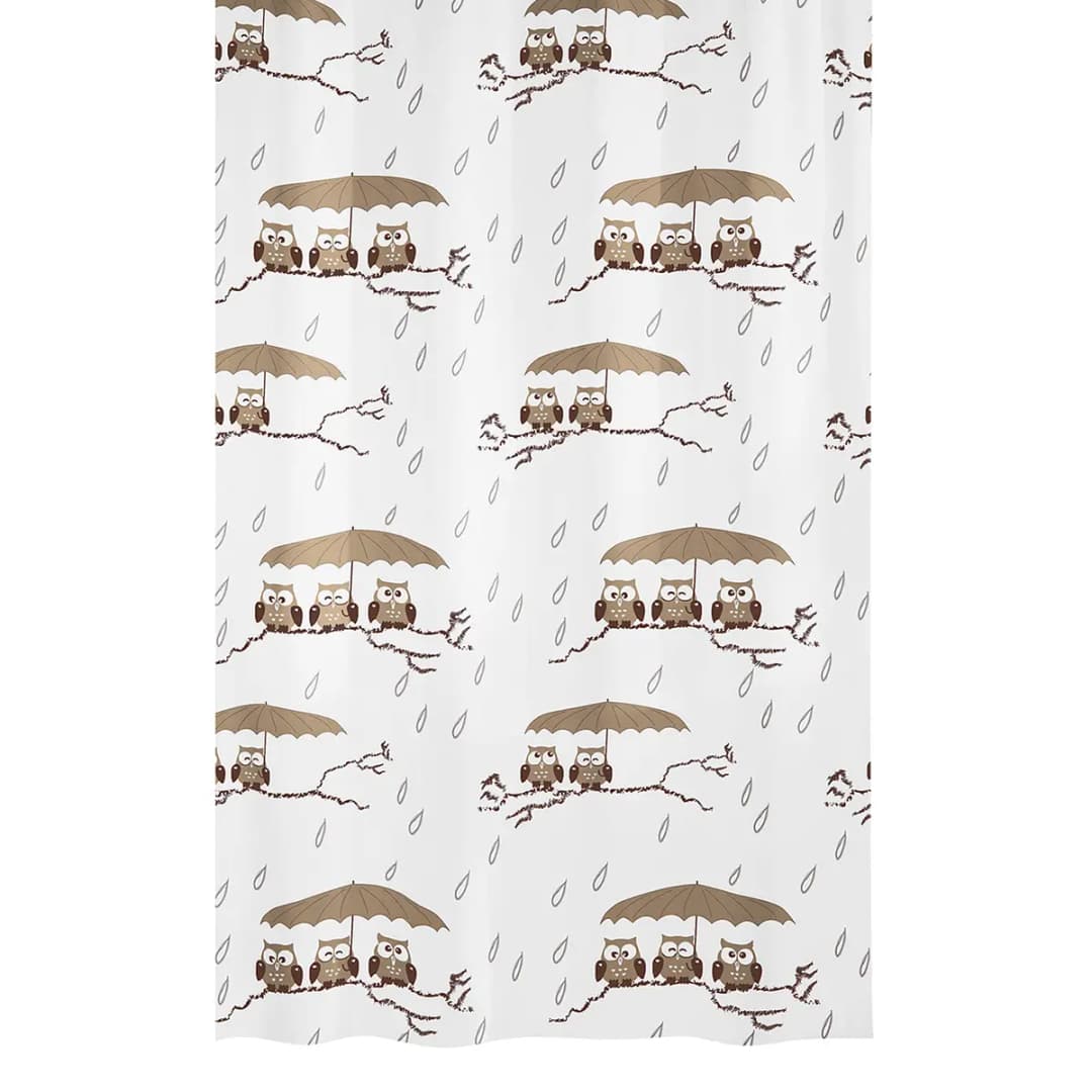 Duschvorhang Eulen Polyester Beige 180 x 180cm | Beige