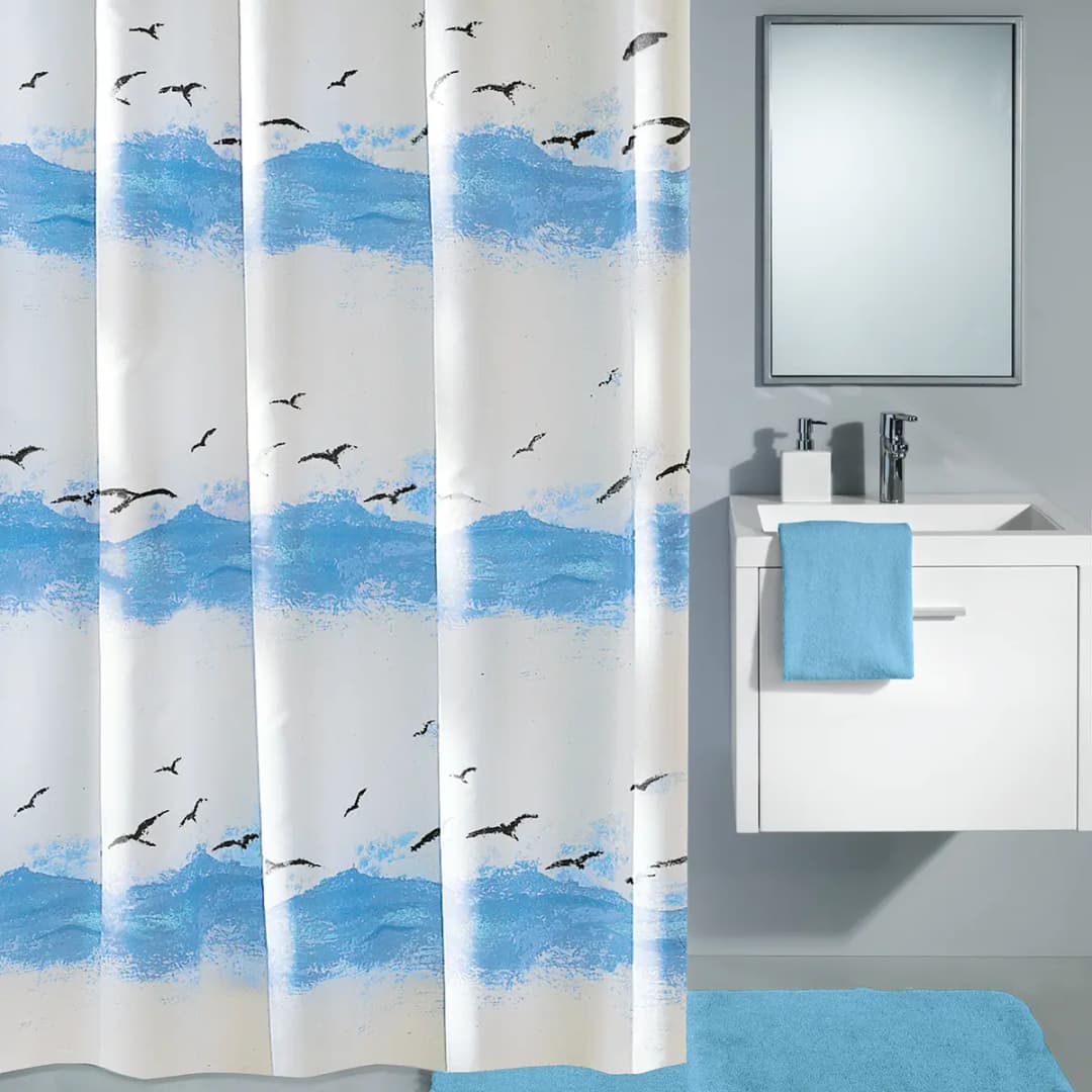 Duschvorhang Seaside Polyester Blau 120 x 200cm | Blau