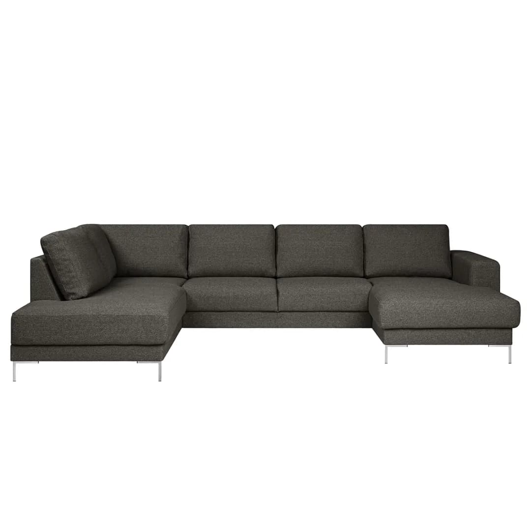 Wohnlandschaft Webstoff Grau Strukturstoff Gesa | Grau