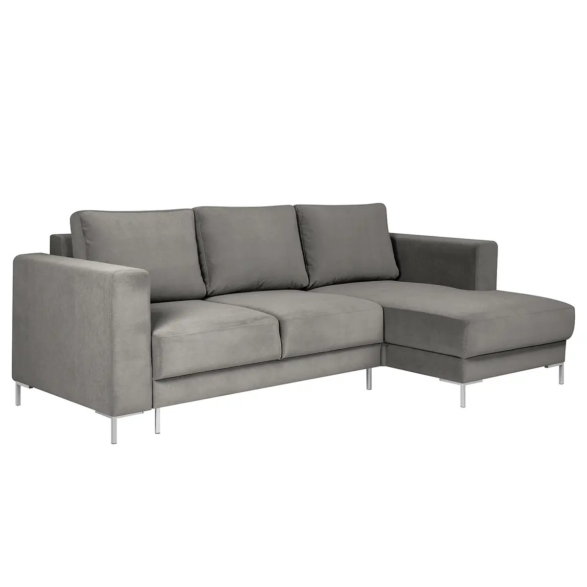 Ecksofa Grau Samt Vaia | Grau
