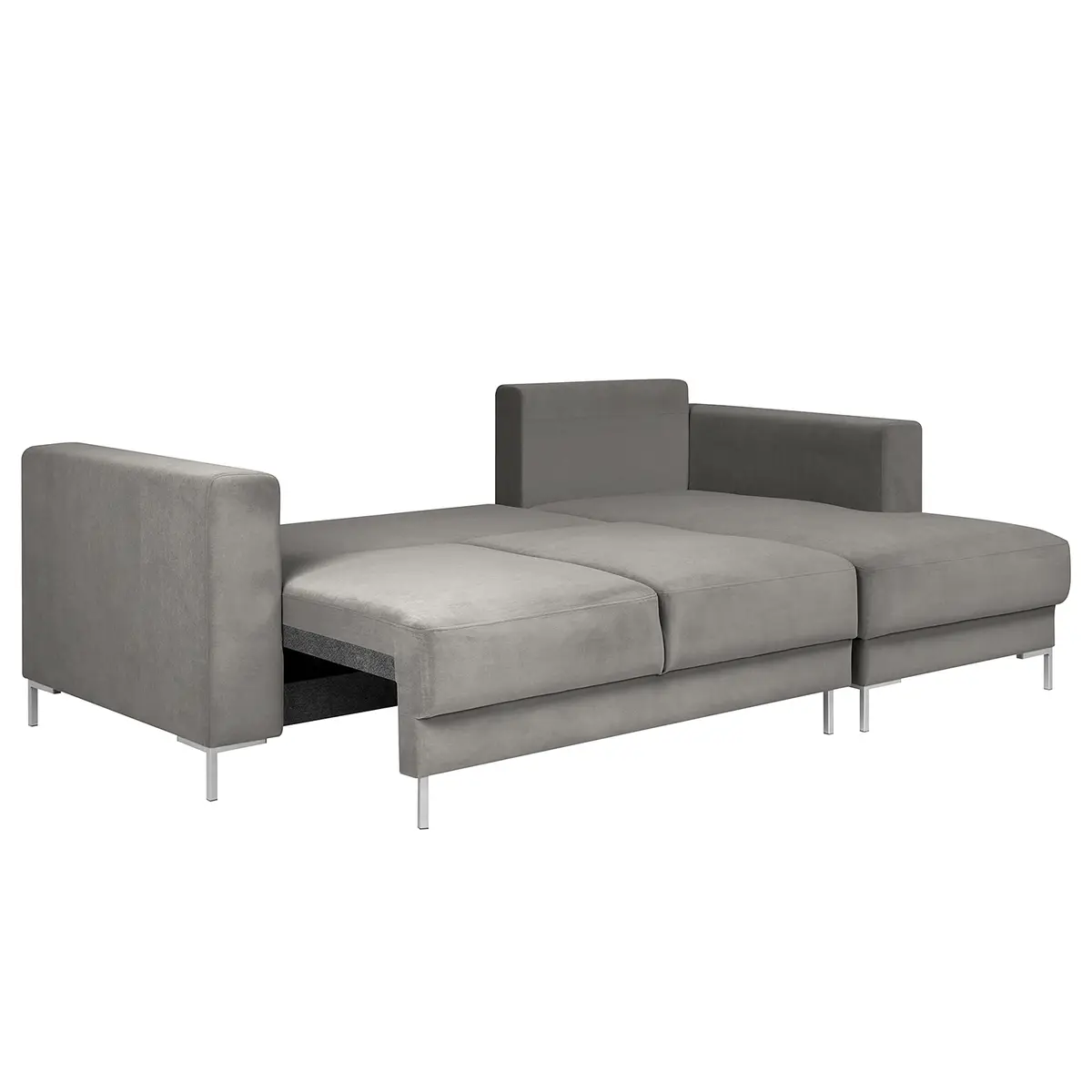 Ecksofa Grau Samt Vaia | Grau
