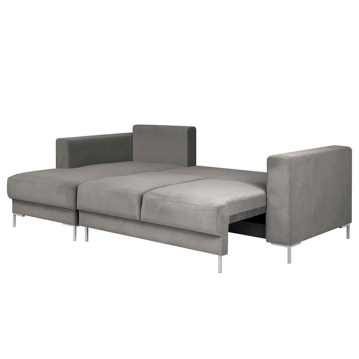 Ecksofa Grau Samt Vaia | Grau
