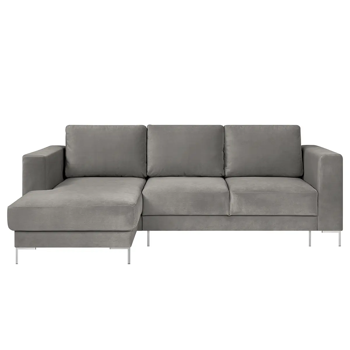 Ecksofa Grau Samt Vaia | Grau