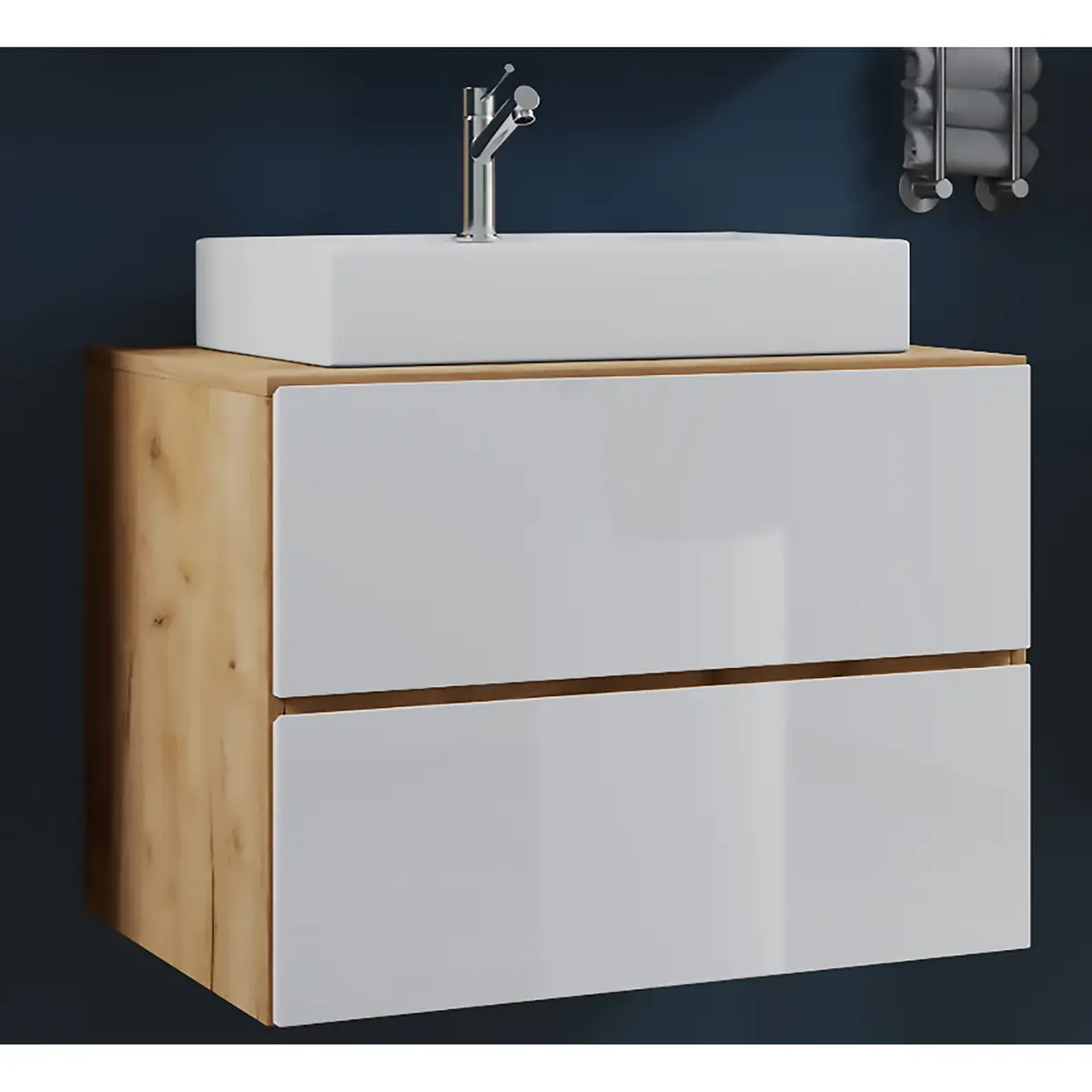 Waschtisch Lendas 81cm Beige/Weiß/Eiche Hell | Beige