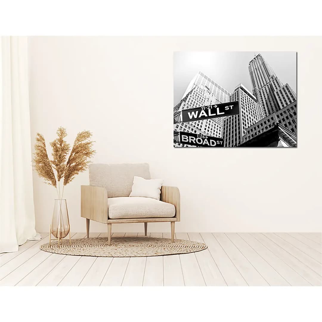 Bild New York Wall street Metal: Aku-Dibond Multicolor 90 x