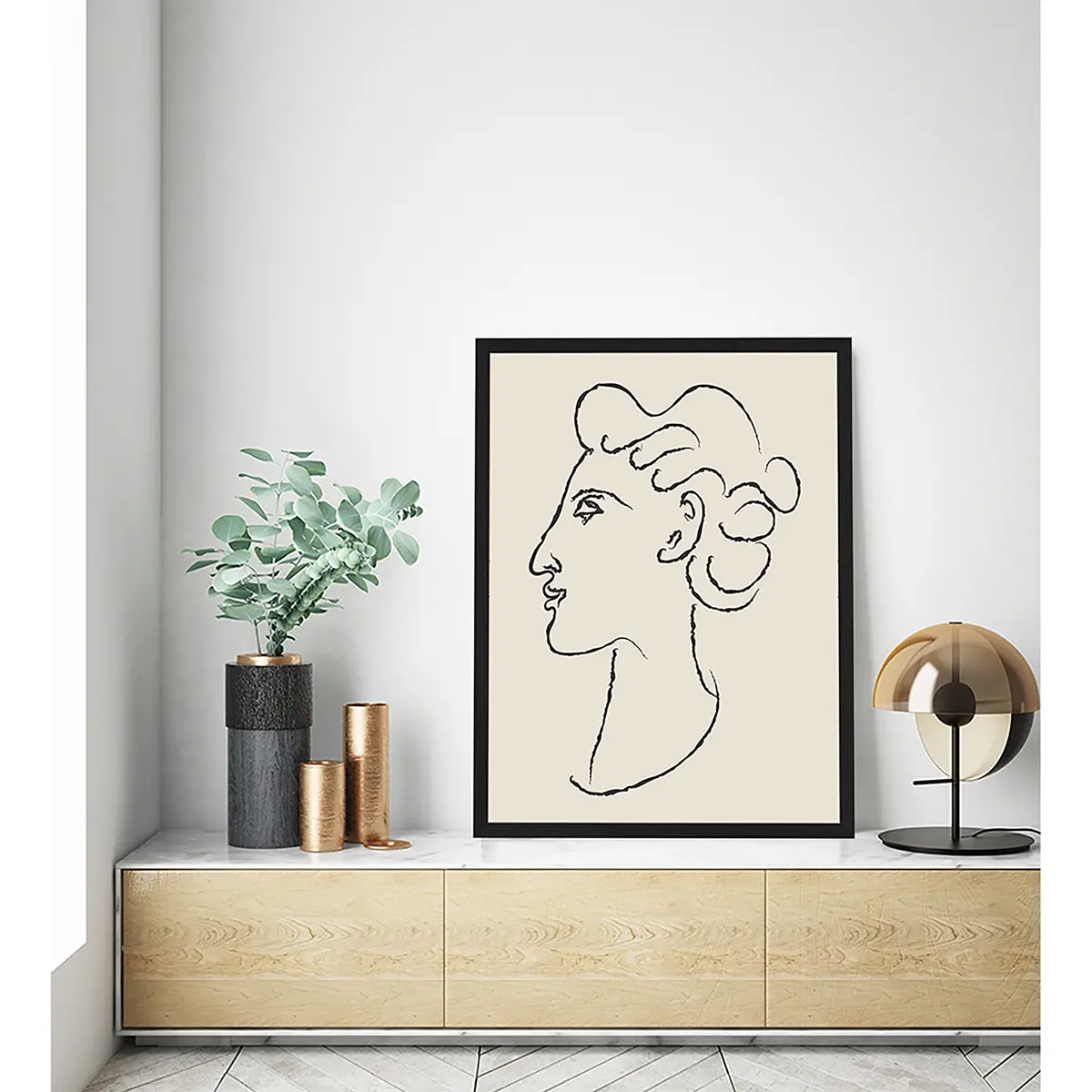 Bild Side Portrait Inspired By Matisse | Schwarz