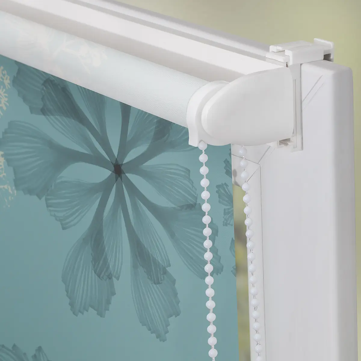 Klemmfix Verdunklungsrollo Aqua Floral | Blau