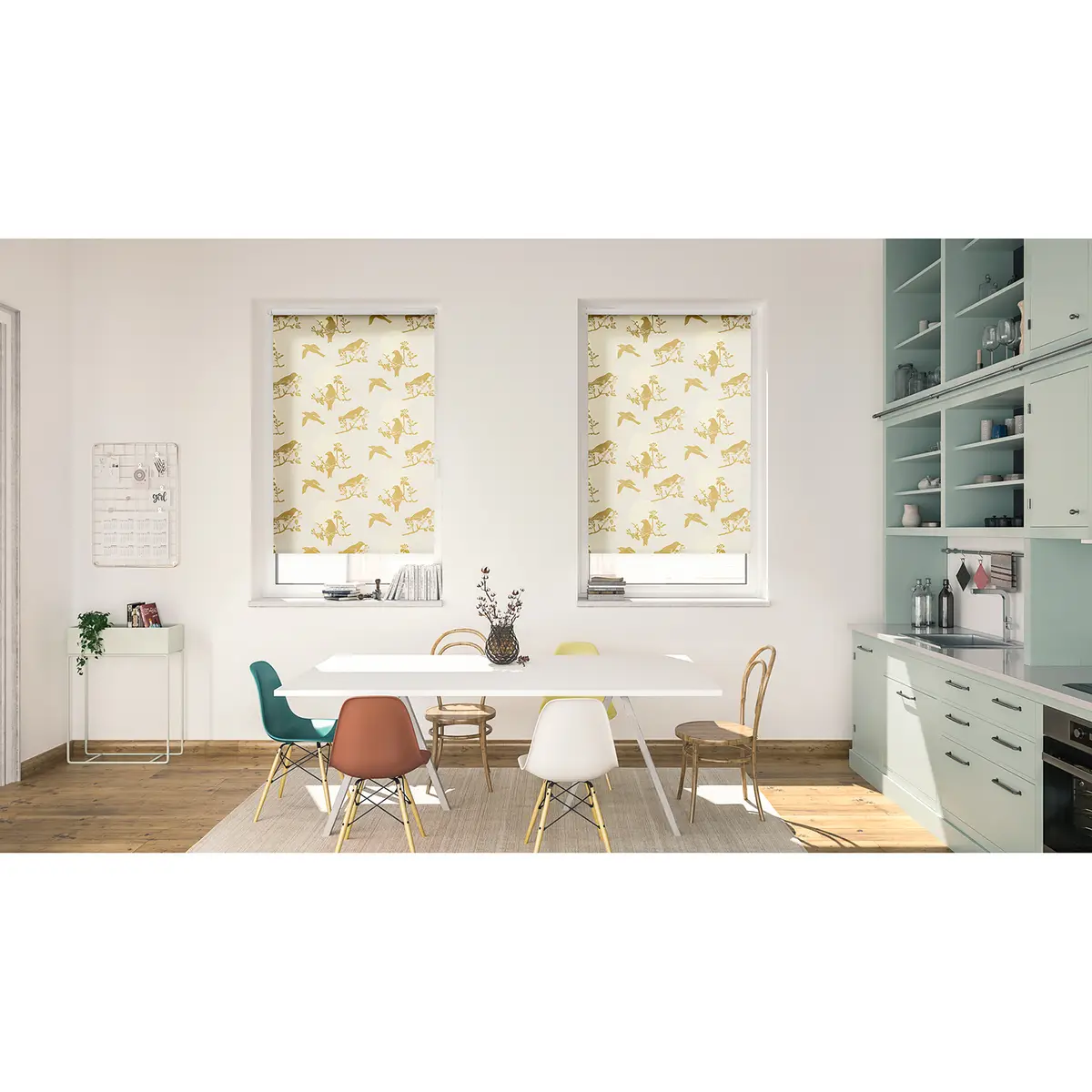 Klemmfix Rollo Moon Birds | Beige