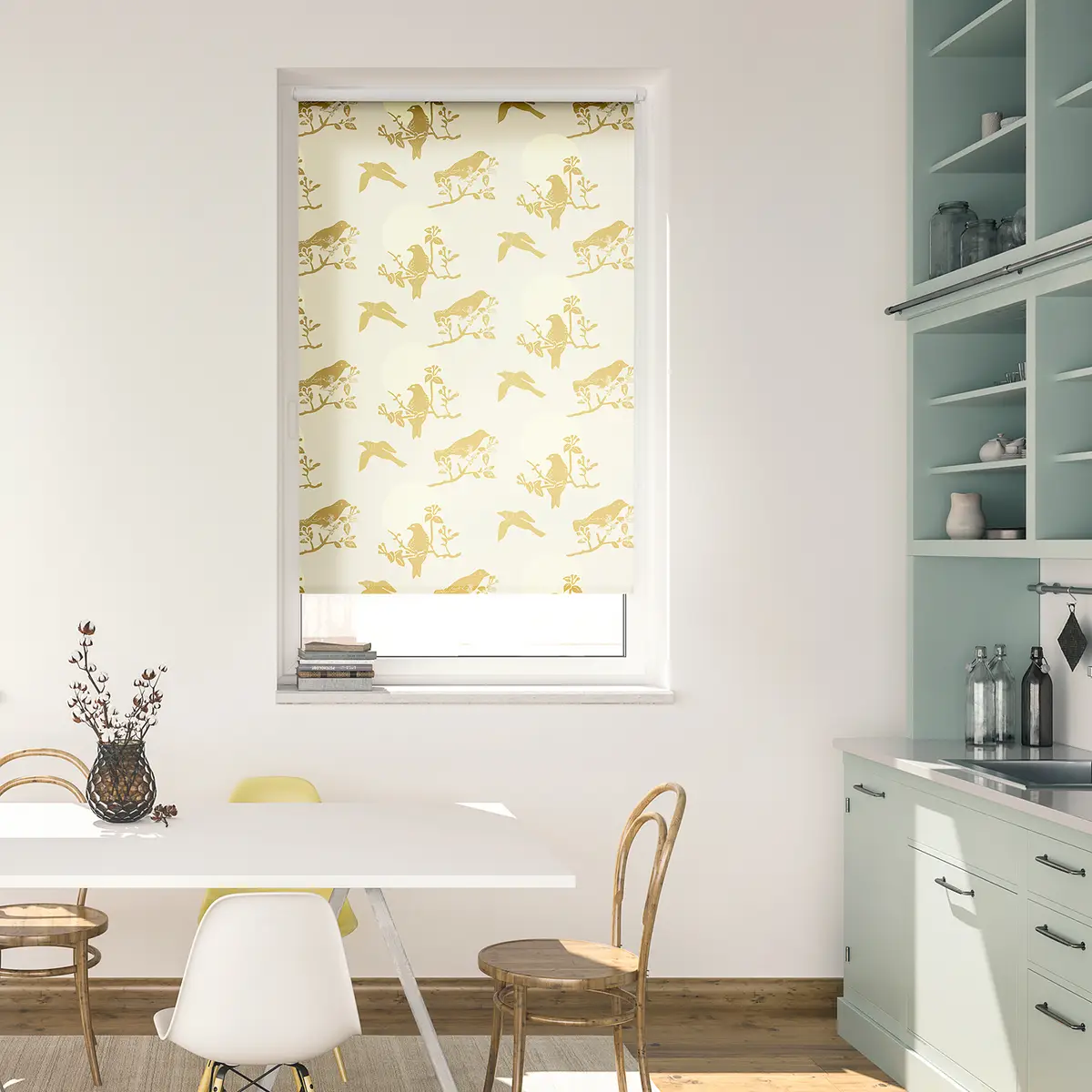 Klemmfix Rollo Moon Birds | Beige