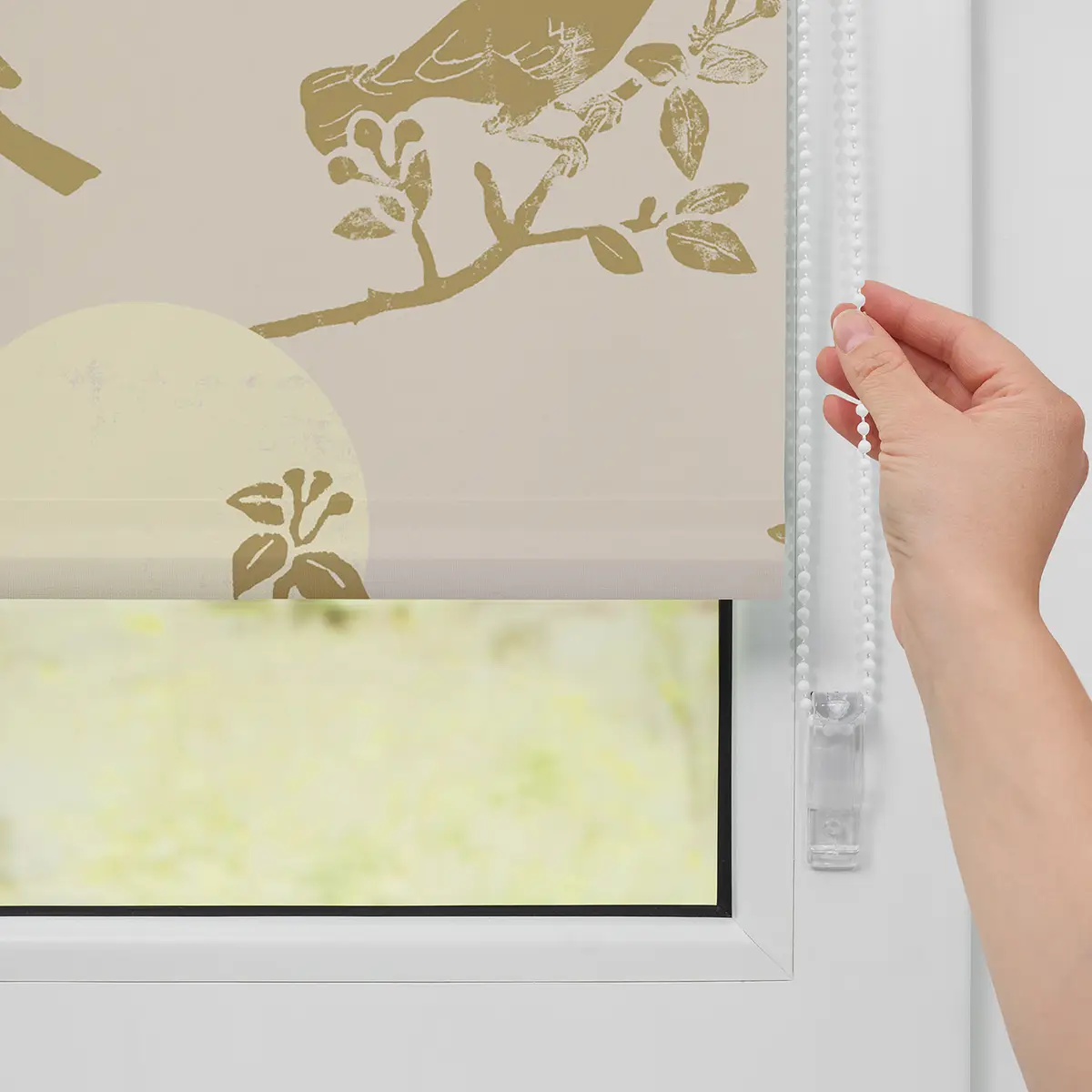 Klemmfix Rollo Moon Birds | Beige