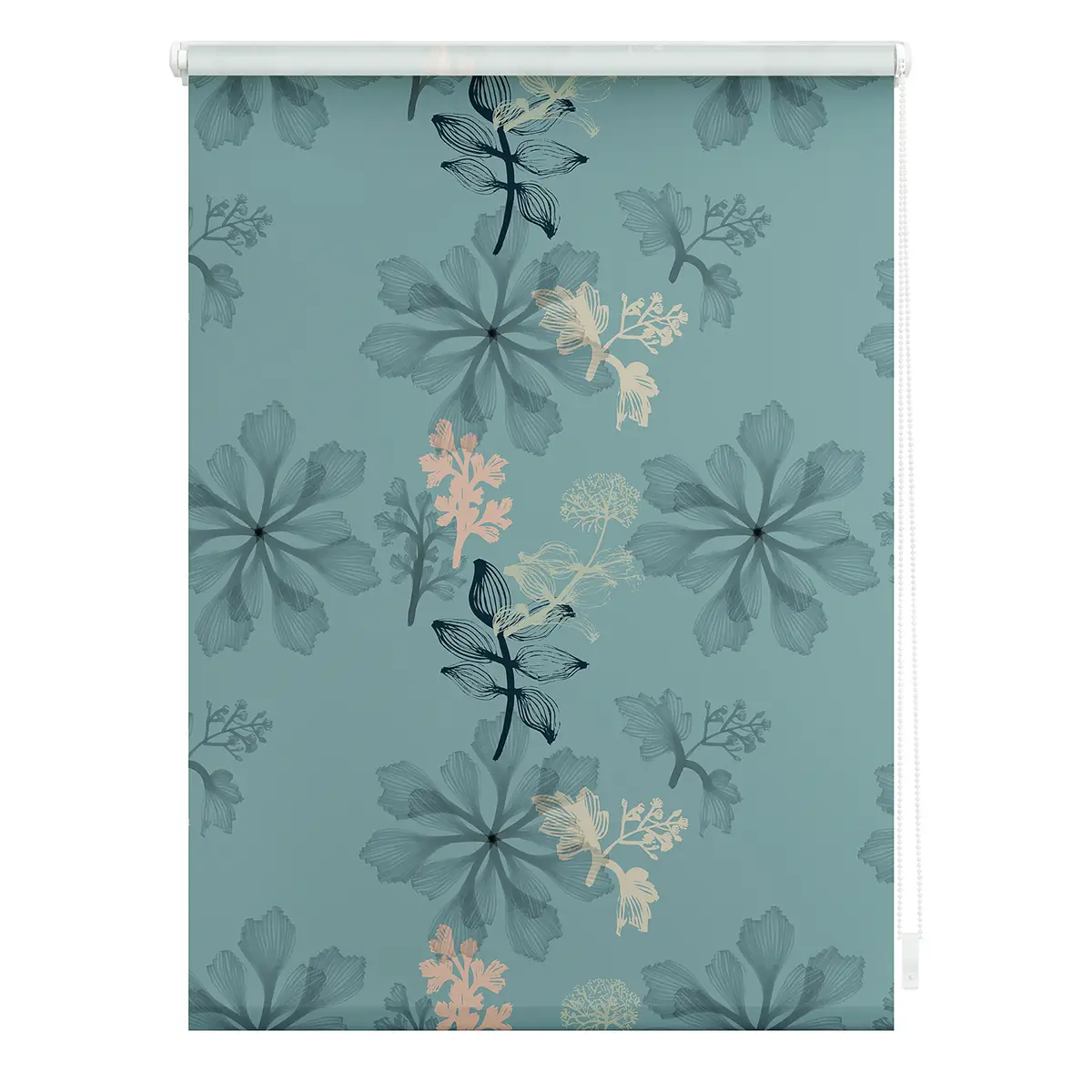 Klemmfix Verdunklungsrollo Aqua Floral 120 x 150cm Blau | Blau