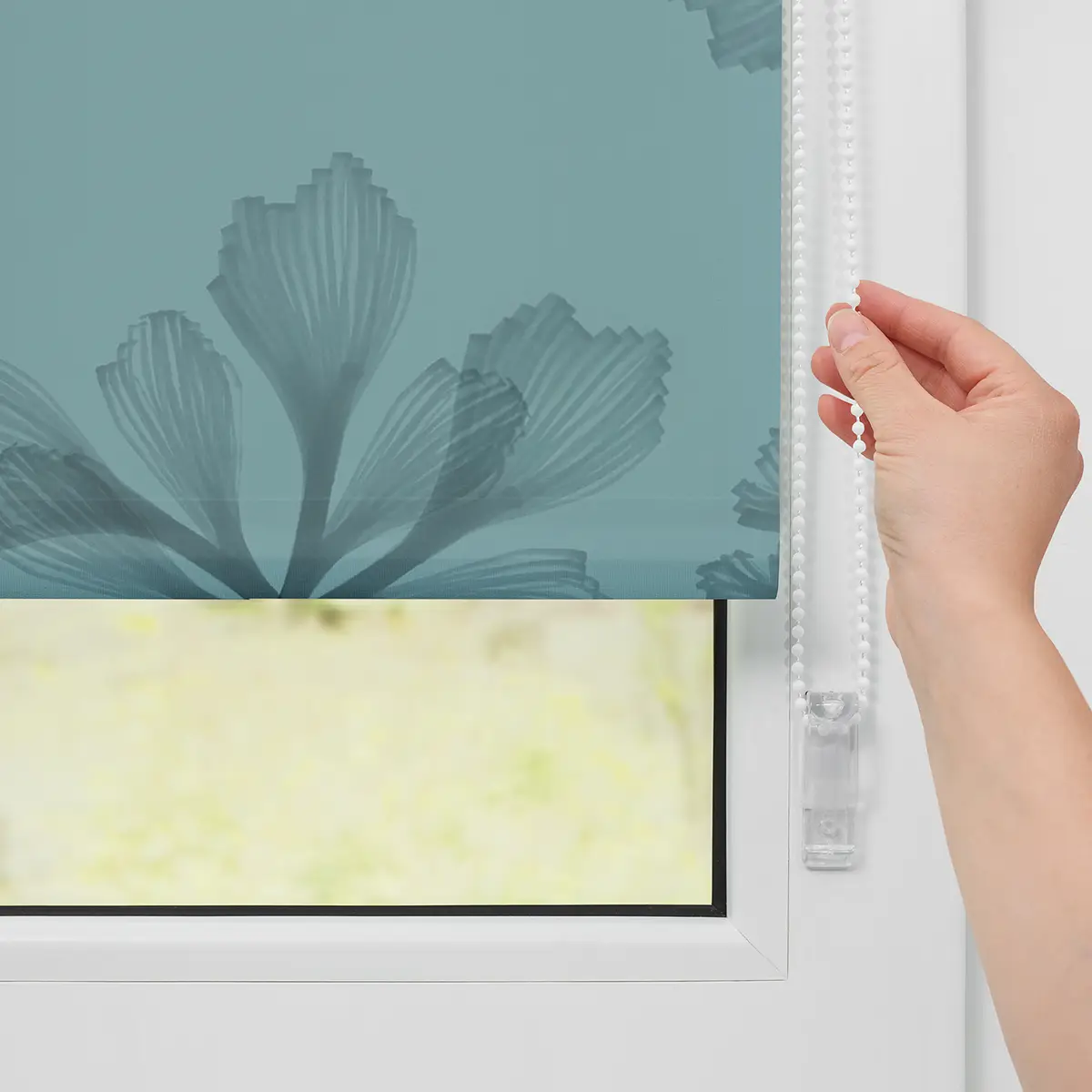 Klemmfix Verdunklungsrollo Aqua Floral 120 x 150cm Blau | Blau