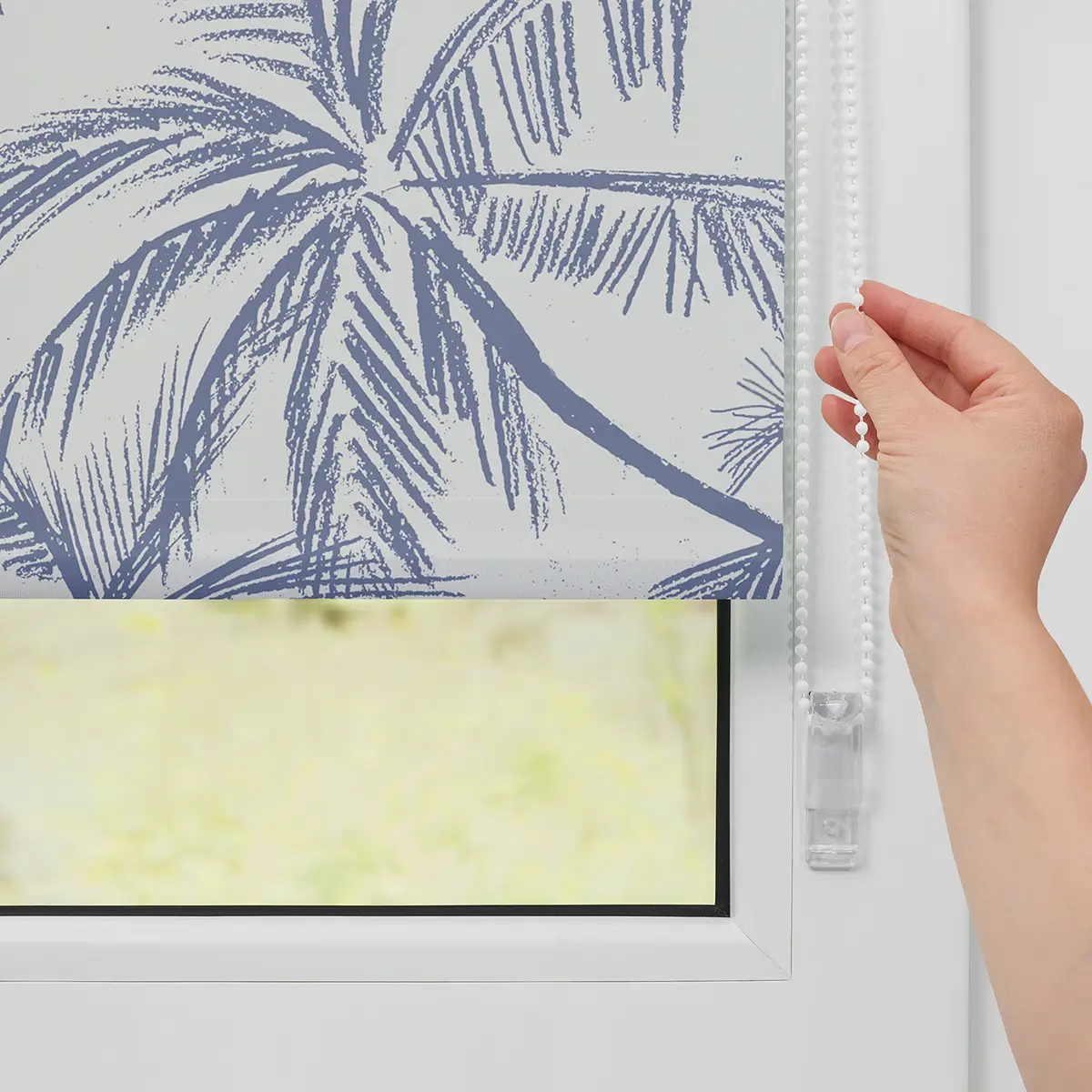 Klemmfix Rollo Blueprint Palms II | Blau