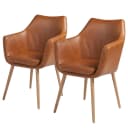 Armlehnenstuhl Aken Kunstleder Vintage Cognac Braun 2er Set