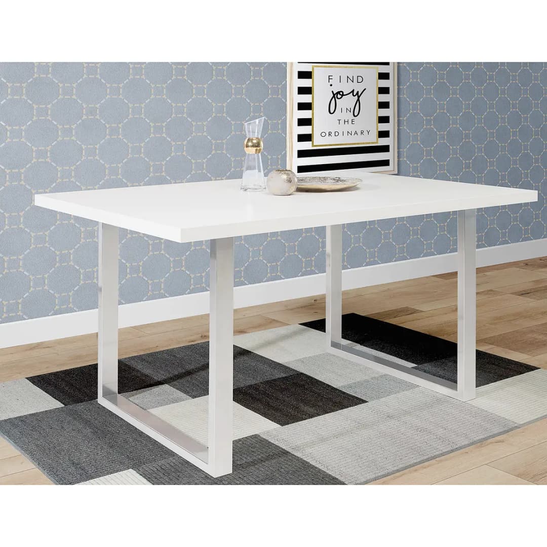 Esstisch Alton 160cm Weiß/Weiß Silber | Weiß