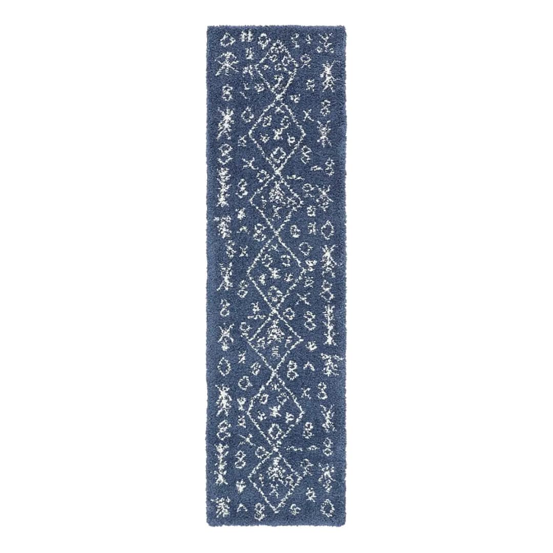 Läufer Temara Shag II 80 x 305cm Blau/Marineblau | Blau