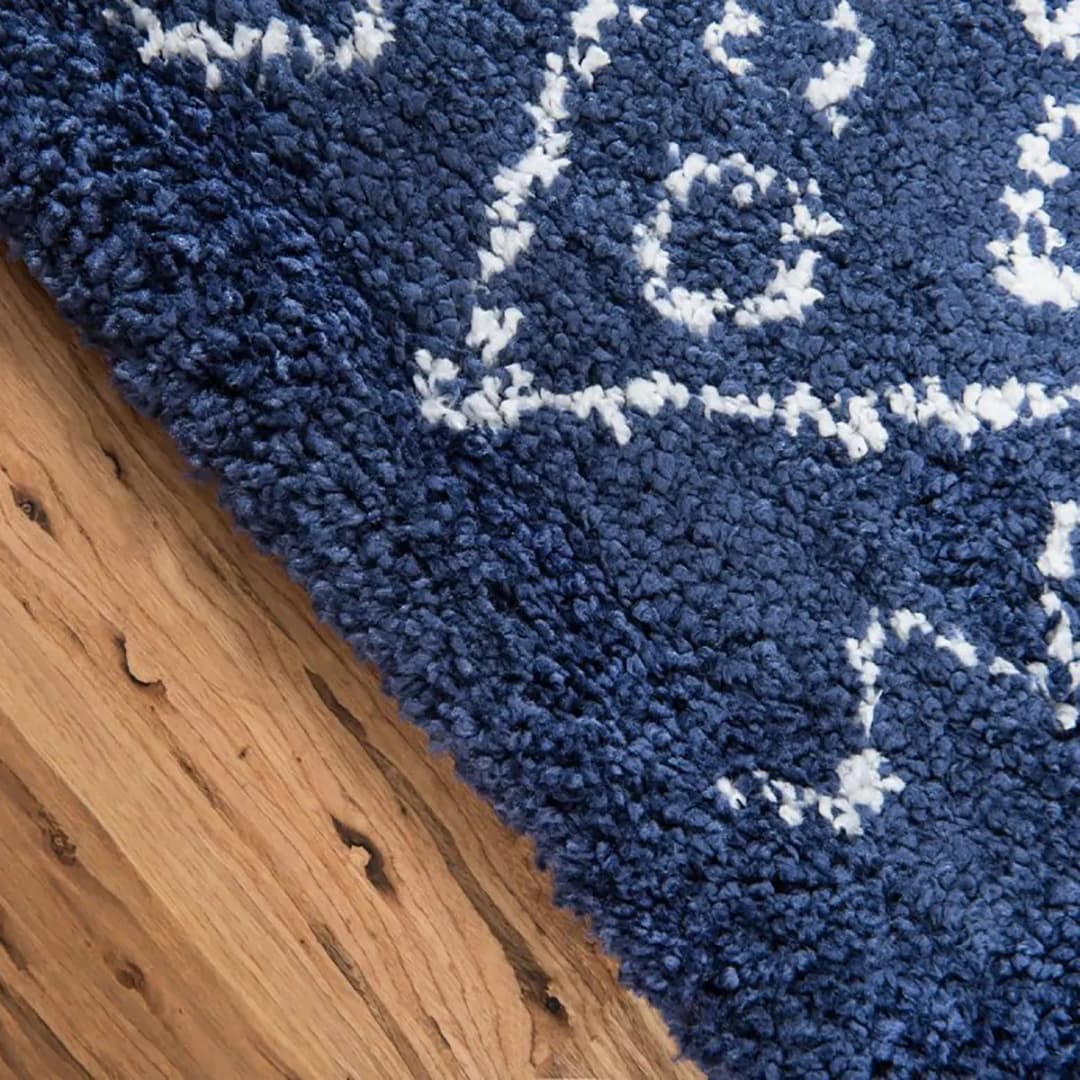 Läufer Temara Shag II 80 x 305cm Blau/Marineblau | Blau