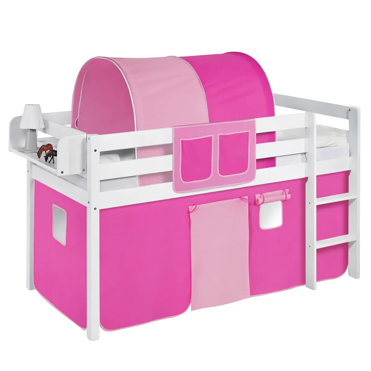 Hochbett Colours 90 x 200cm Weiß/Pink mit Leiter | Mehrfarbig
