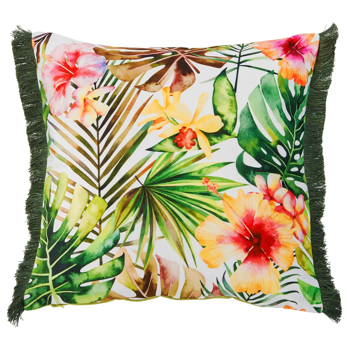 Kissenhülle Jungle Flowers Multicolor 45 x 45cm Samt | Mehrfarbig
