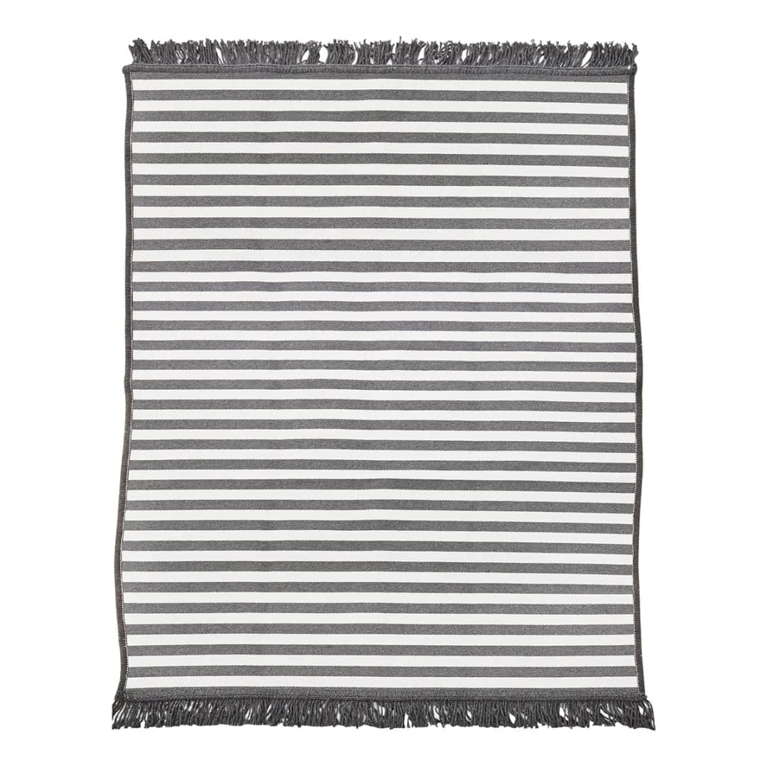 Outdoorteppich Streifen Grau/Weiß | Grau