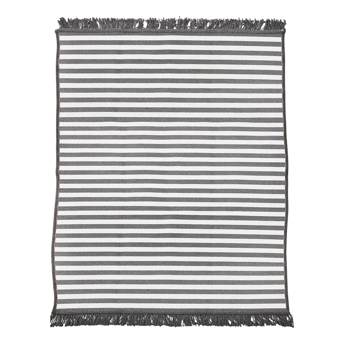Outdoorteppich Streifen Grau/Weiß | Grau