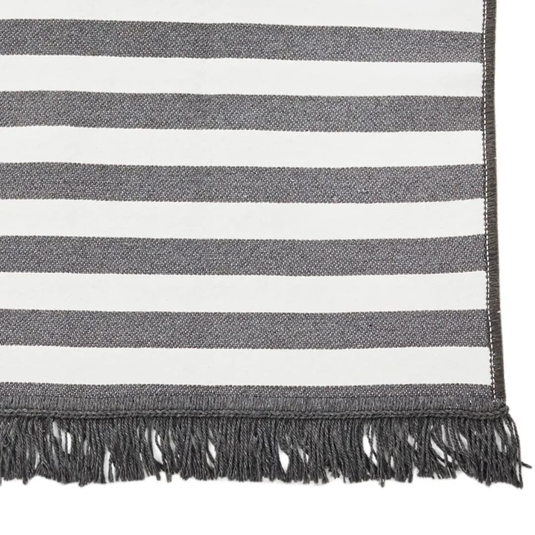 Outdoorteppich Streifen Grau/Weiß | Grau