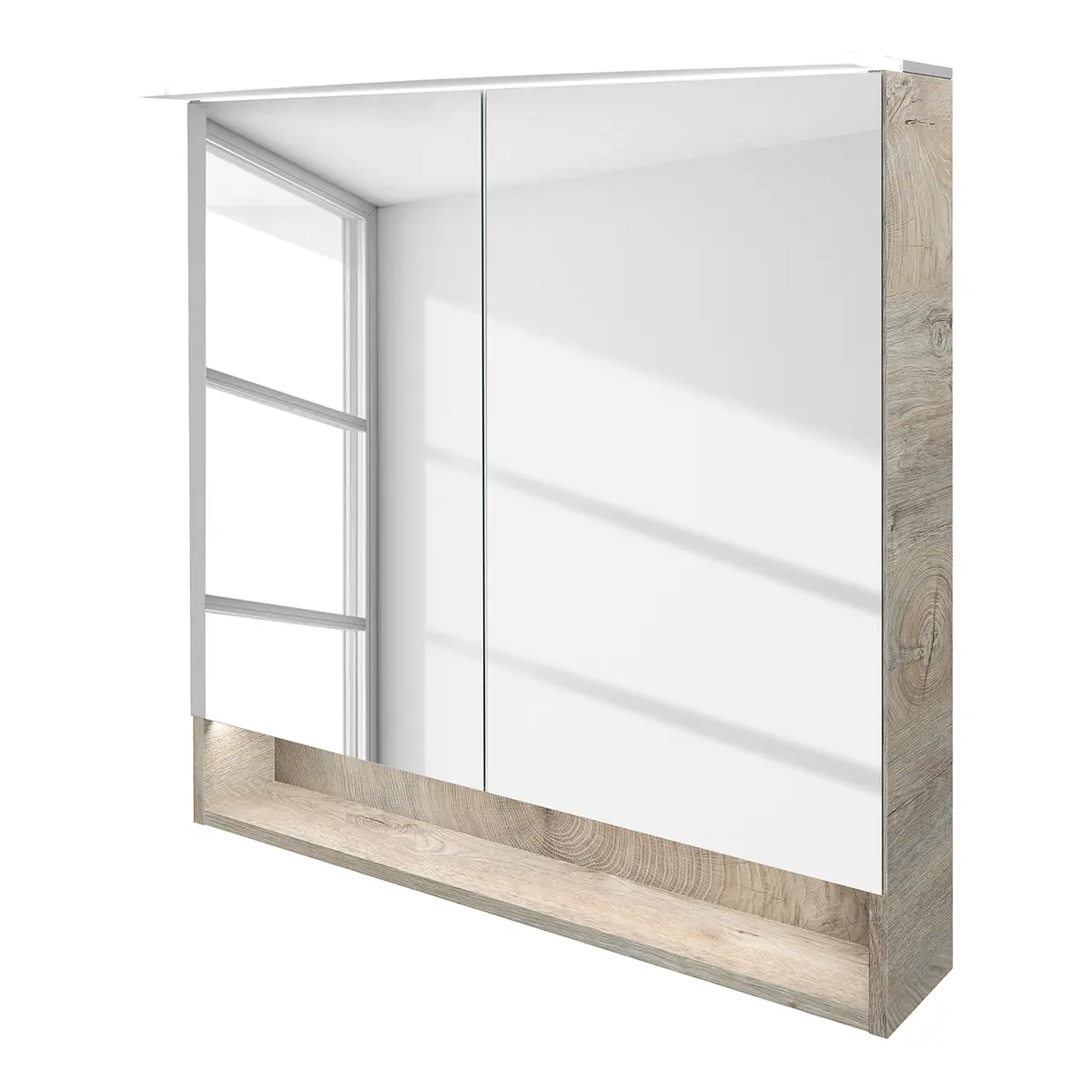 Spiegelschrank B.Style 80cm Braun/Eiche Grau Dekor | Braun