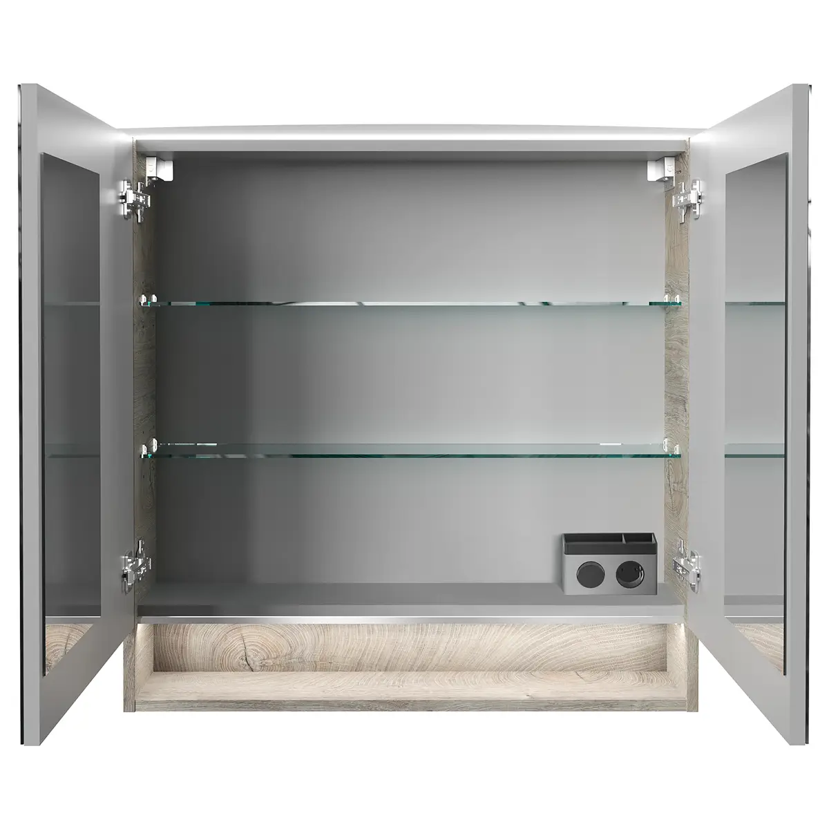 Spiegelschrank B.Style 80cm Braun/Eiche Grau Dekor | Braun
