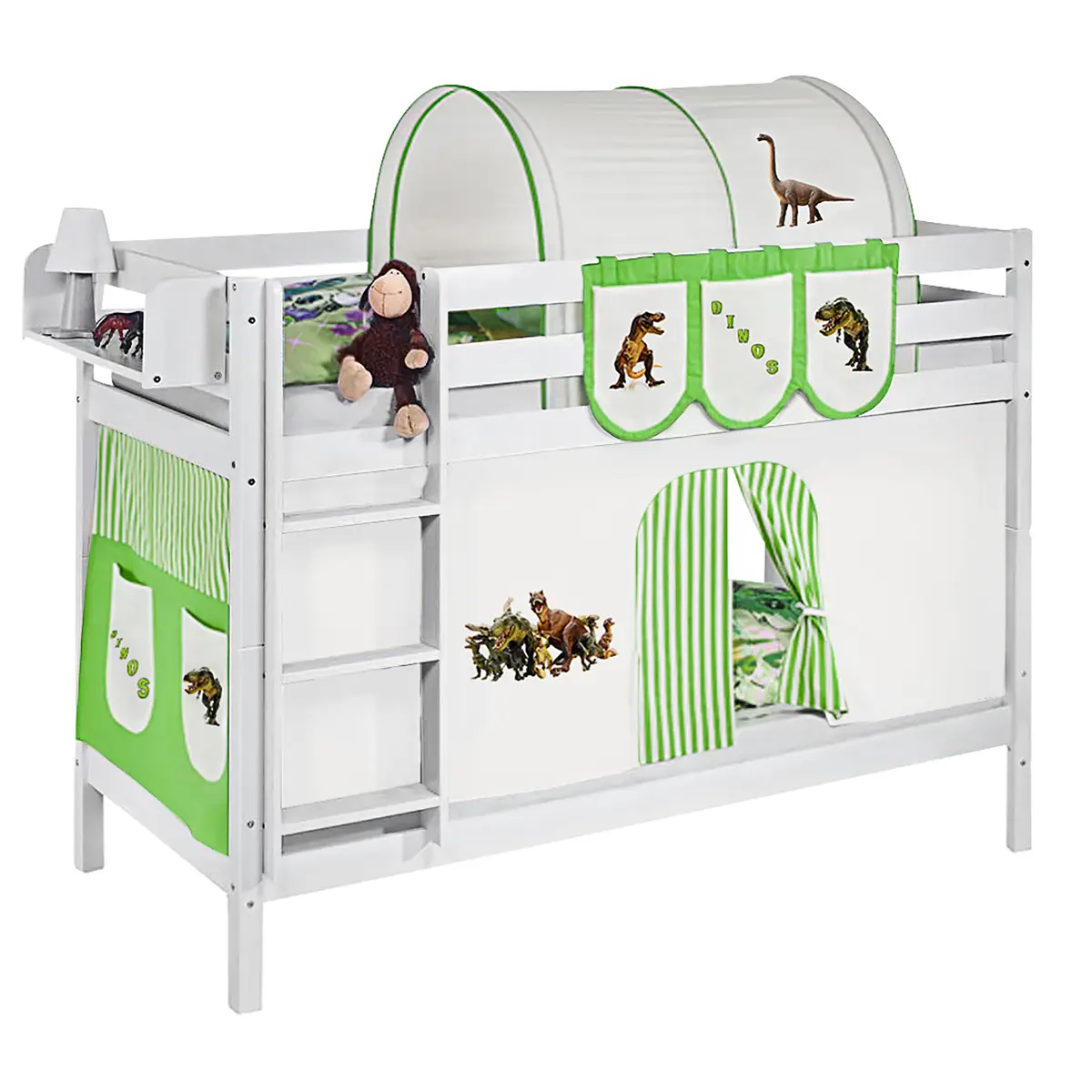 Etagenbett Dinos 90 x 190cm Weiß/Hellgrün | Weiß