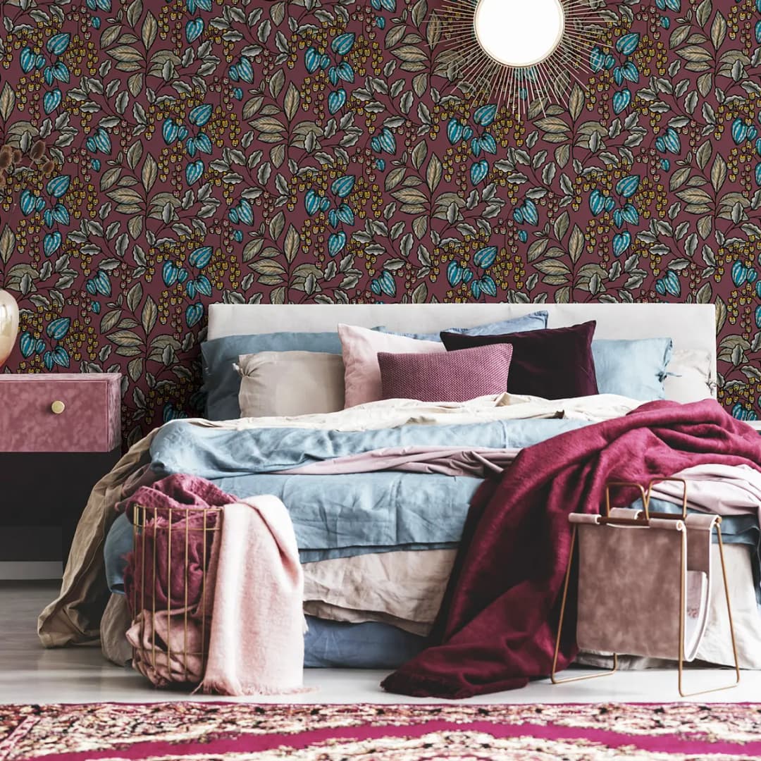 Vliestapete I 53 x 1005cm Bordeaux | Rot