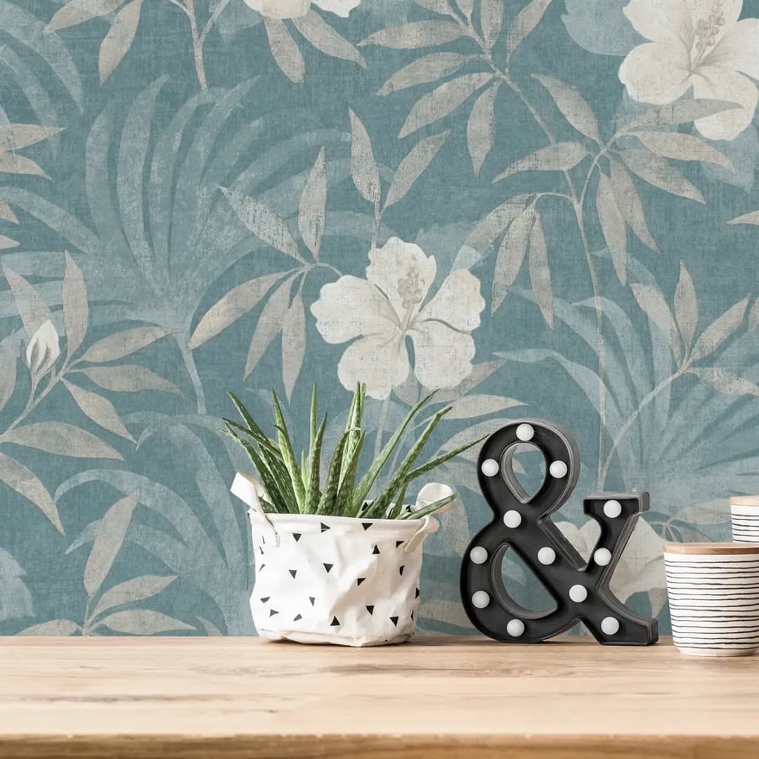 Vliestapete Blumen | Blau