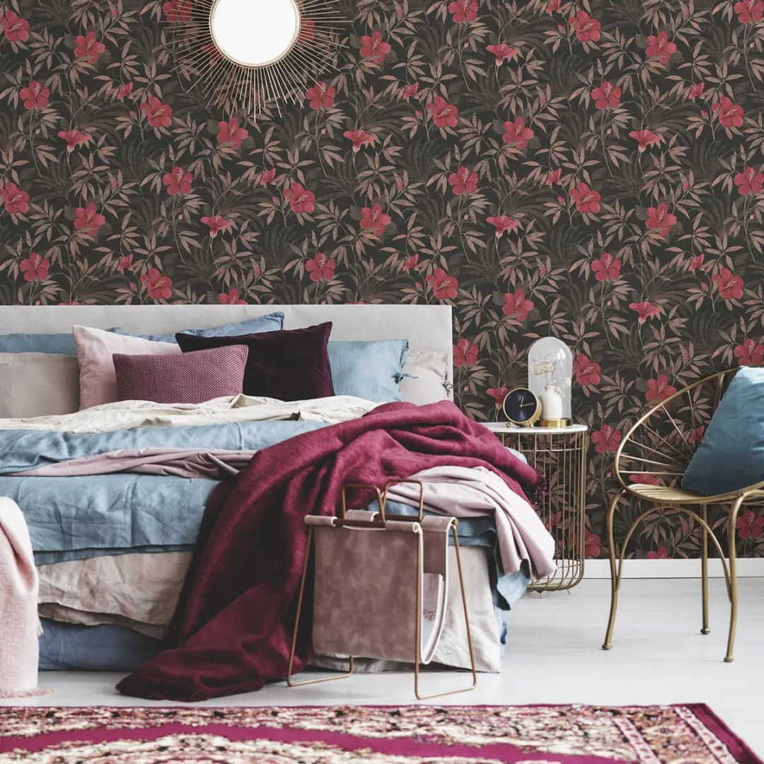 Vliestapete Blumen | Rot
