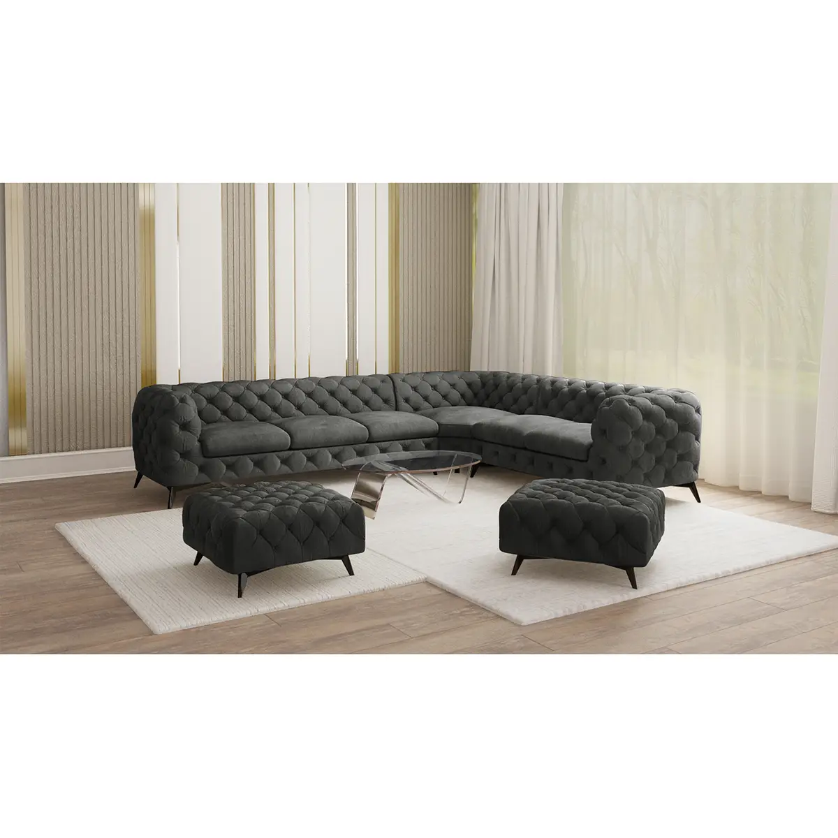 Polsterhocker Ravi | Grau