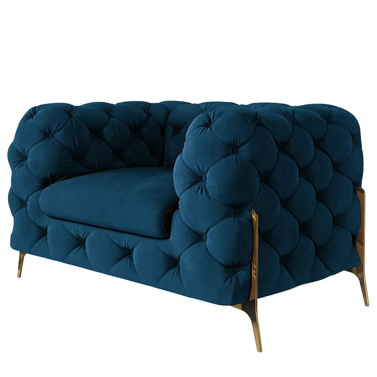 Sessel II Blau Samt Ravi | Blau