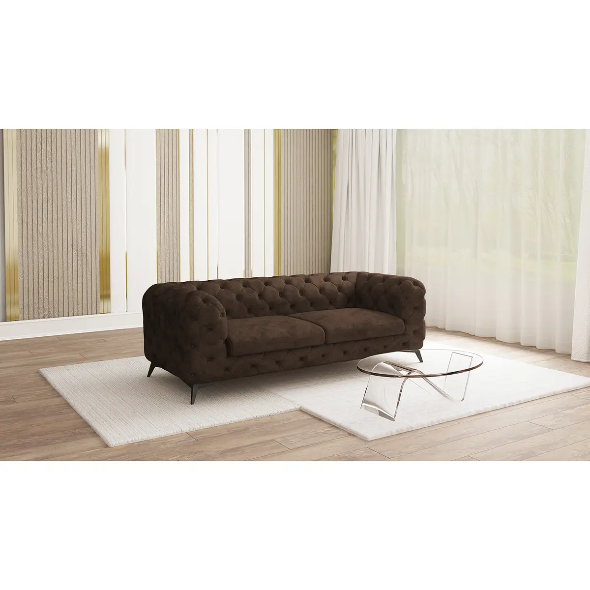 Sofa I 2,5-Sitzer Braun Microfaser Priya | Braun