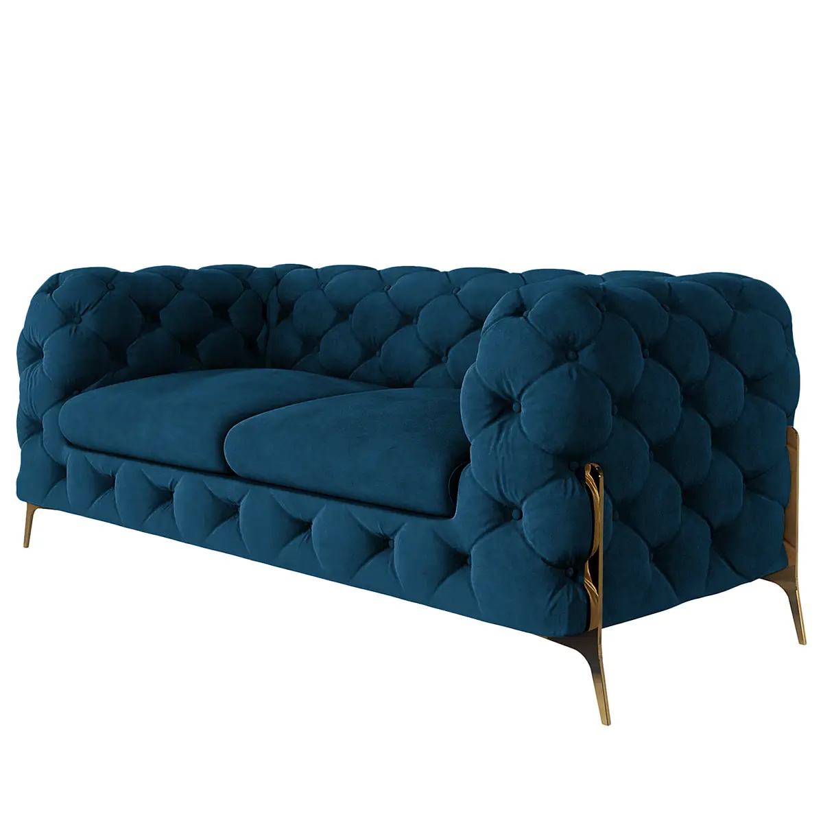 Sofa II 2-Sitzer Blau Samt Ravi | Blau