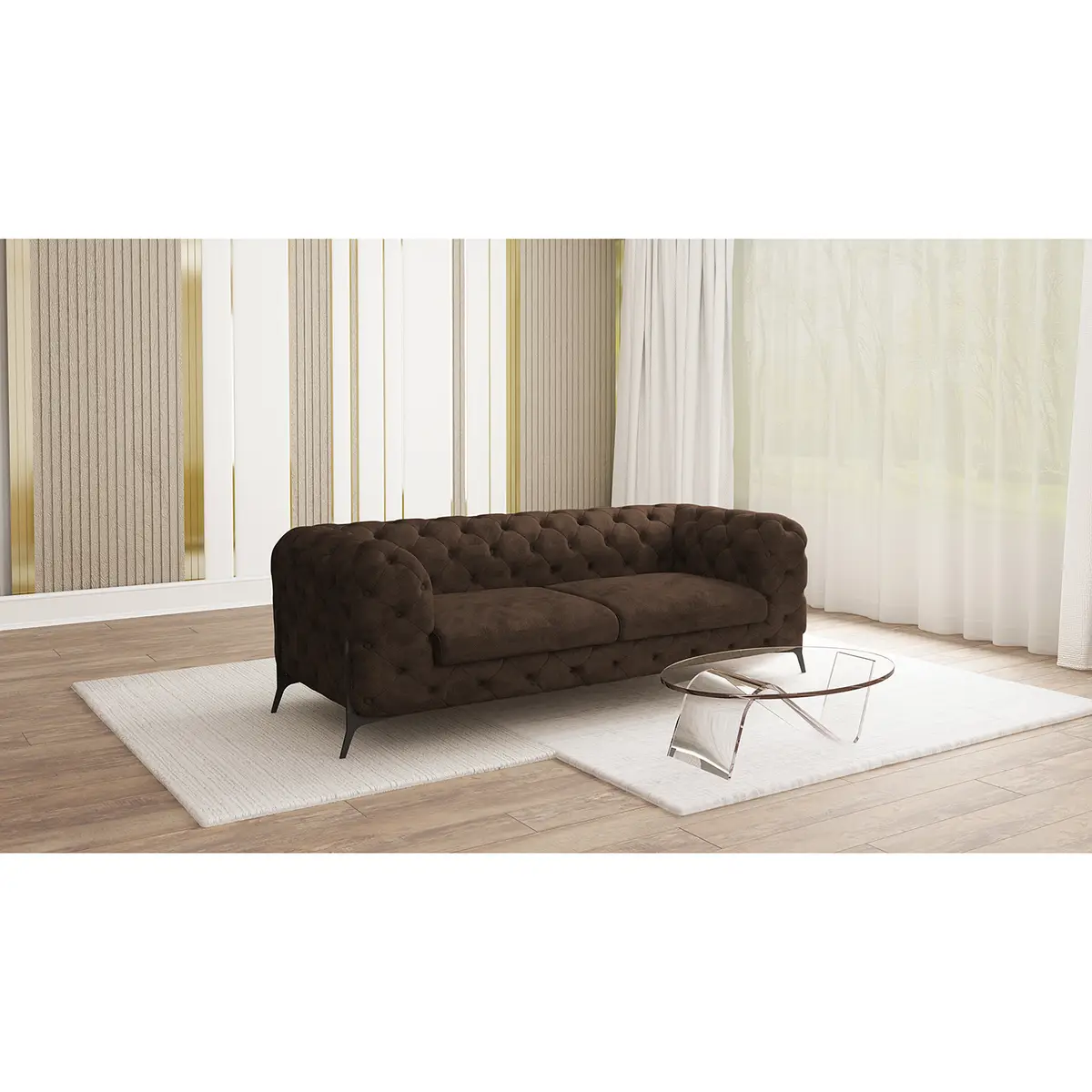 Sofa II 2,5-Sitzer Braun Microfaser Priya | Braun