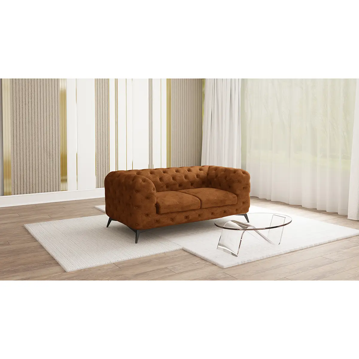 Sofa I 2-Sitzer Braun Microfaser Priya | Braun