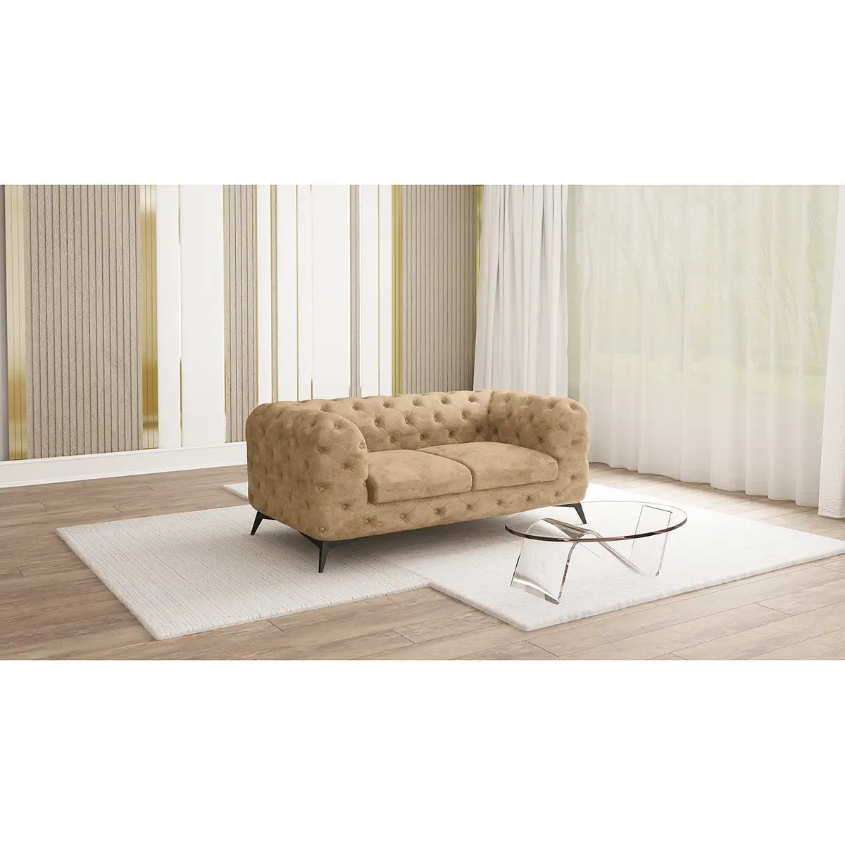 Sofa I 2-Sitzer Beige Microfaser Priya | Beige
