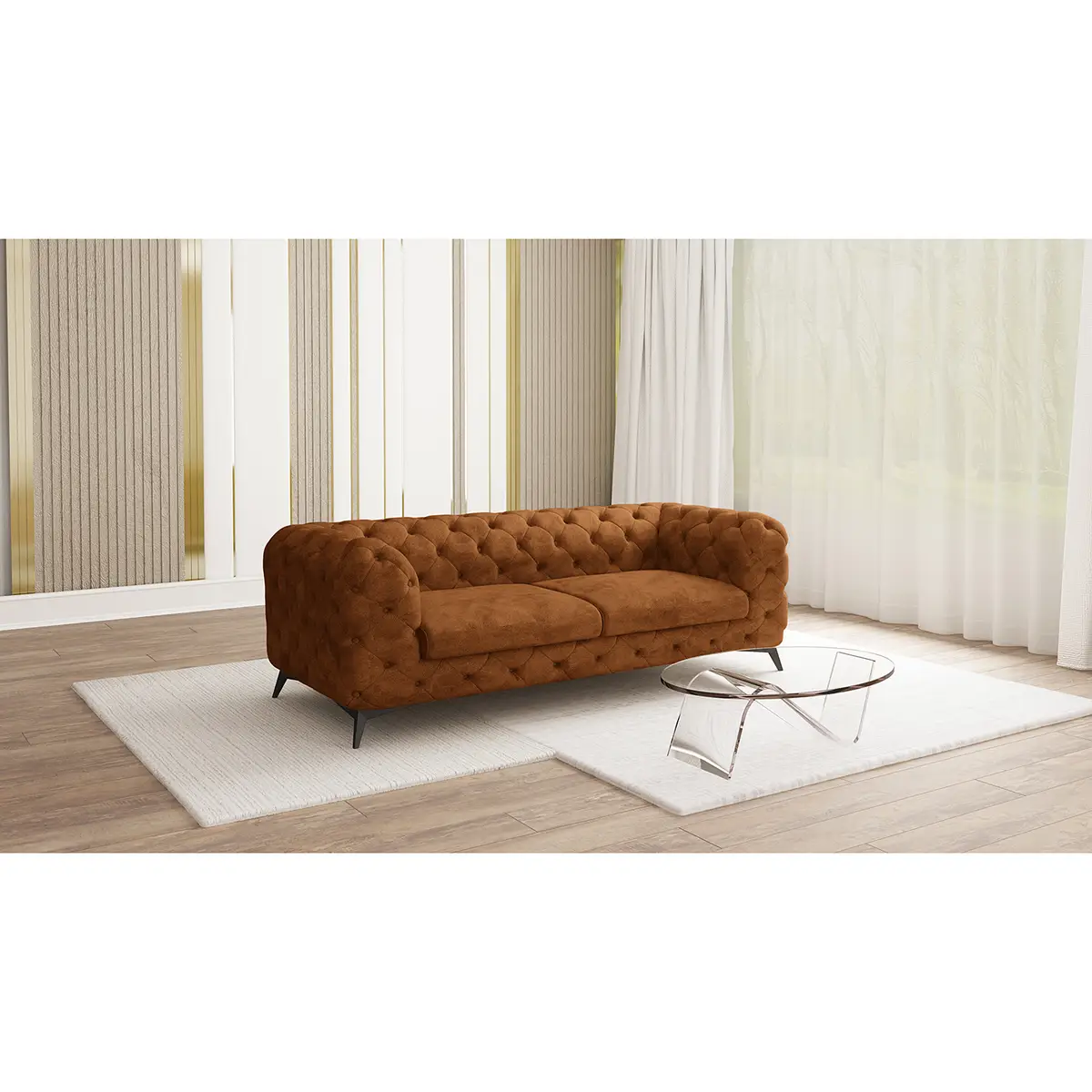 Sofa I 2,5-Sitzer Braun Microfaser Priya | Braun