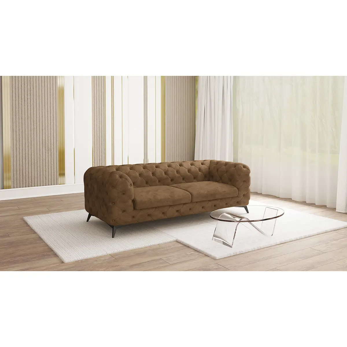 Sofa I 2,5-Sitzer Braun Microfaser Priya | Braun