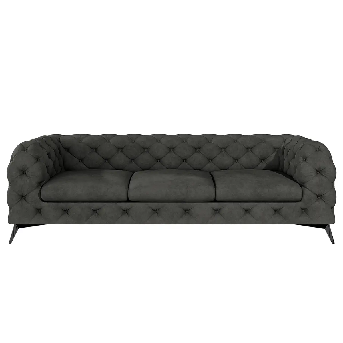 Sofa I 3-Sitzer Grau Samt Ravi | Grau