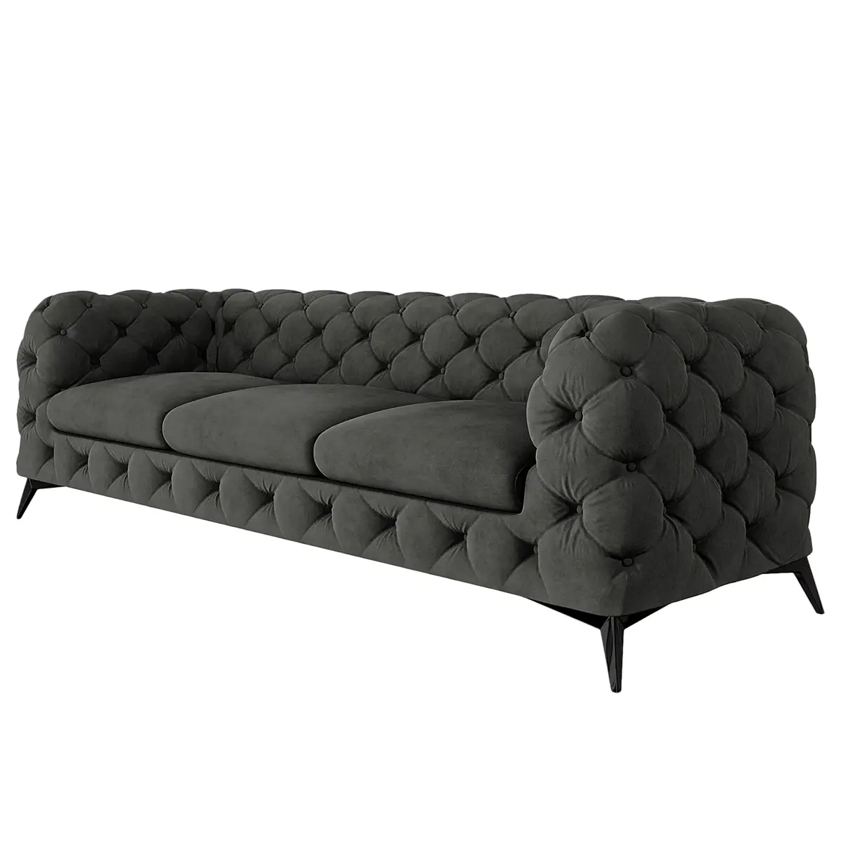 Sofa I 3-Sitzer Grau Samt Ravi | Grau