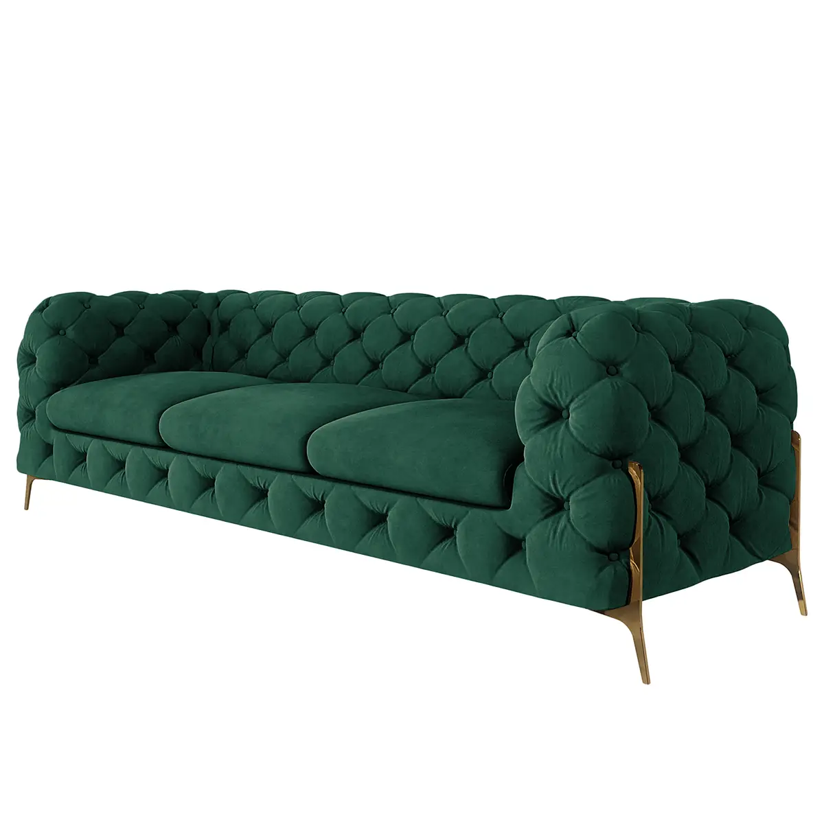 Sofa II 3-Sitzer Grün Samt Ravi | Grün