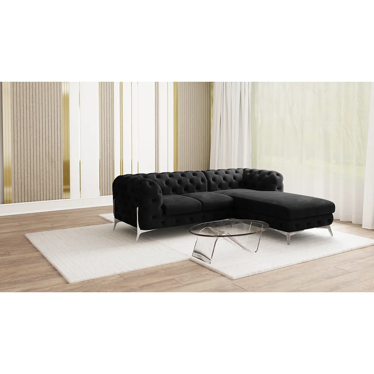 Ecksofa Ravi | Schwarz