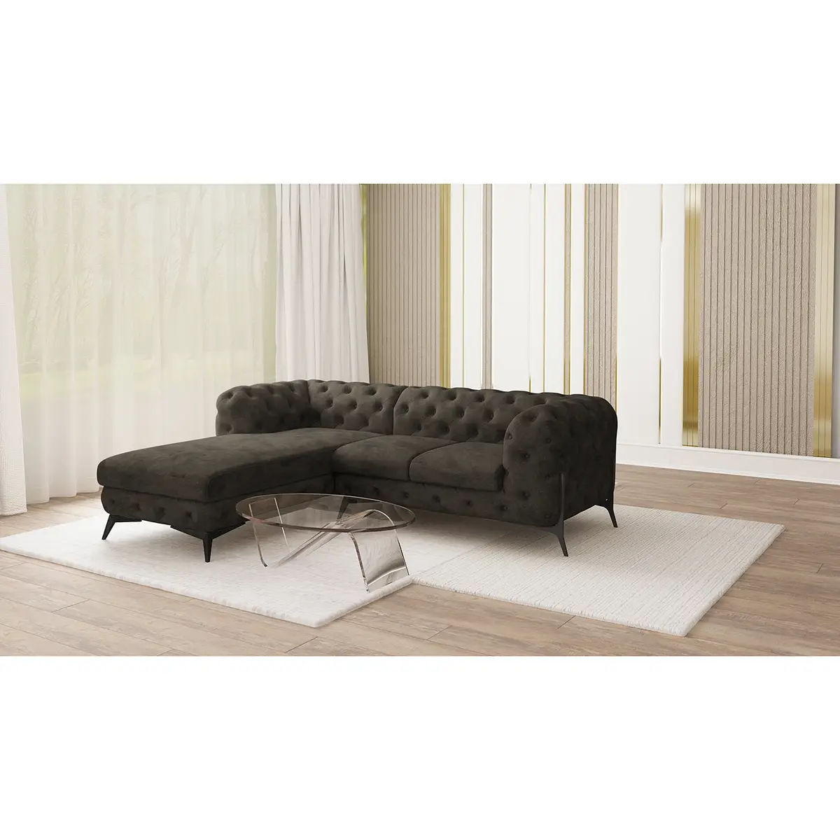 Ecksofa II Grau Microfaser Priya | Grau