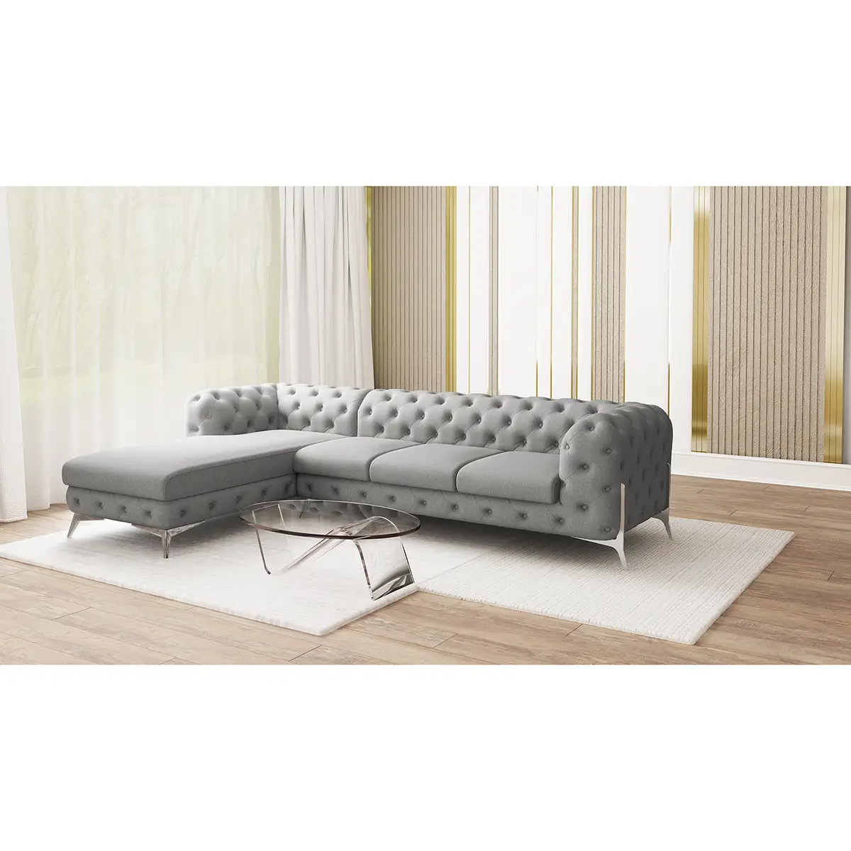 Ecksofa II Grau Microfaser Enza | Grau