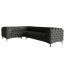 Ecksofa III Grau Samt Ravi | Grau